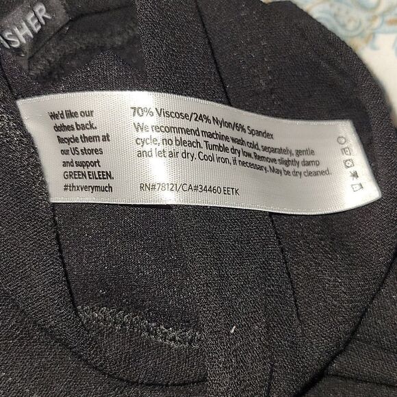 EILEEN Fisher Black Ponte Pull On Pants Leggings Vicose Nylon Spandex Stretch M - Picture 5 of 5